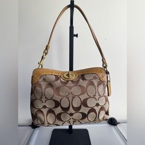 Coach Y2K Tan Signature Turnlock Mini Shoulder Bag
